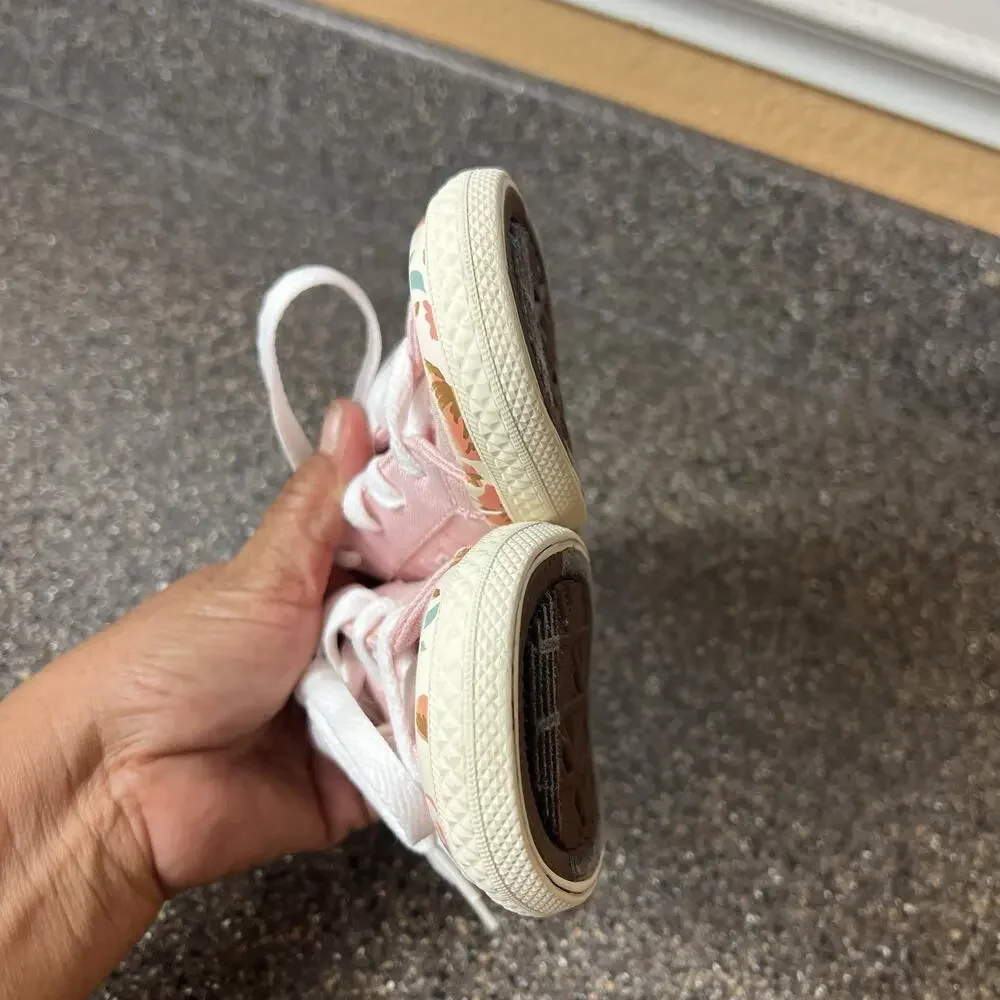 Converse One Star Pink Floral Sole Canvas Sneaker Girls Infant Sz 9 Lace Up Low